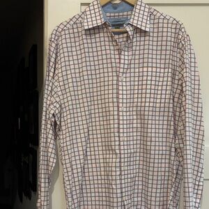 Johnston & Murphy White and Brown Checkered Shirt